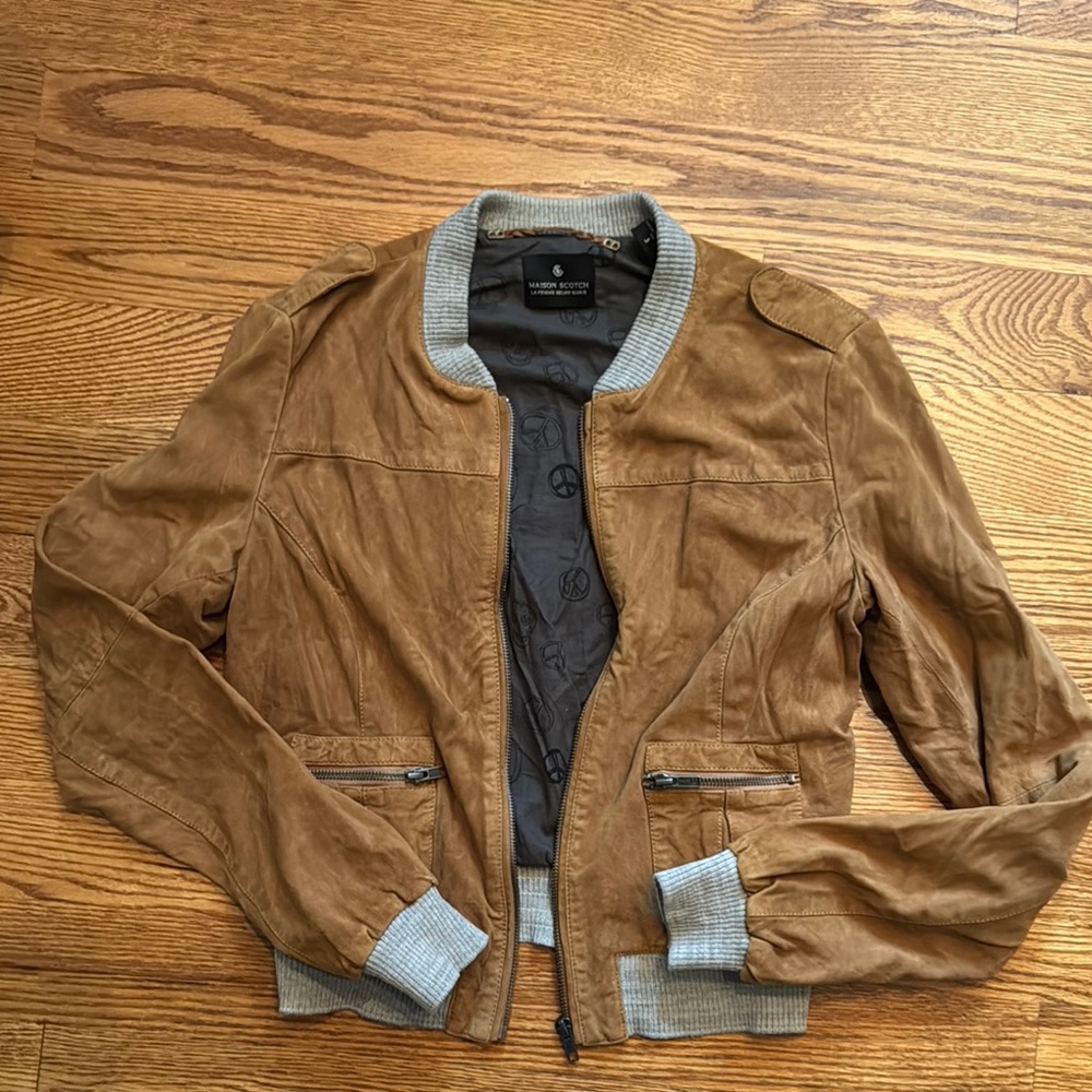 Urban Outfitters Brown and Gray Bomber Jacket